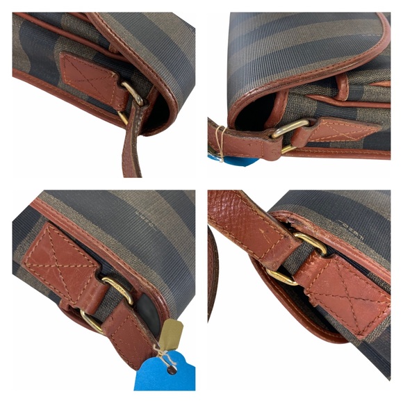 Fendi crossbody bag Pequin PVC black tan - Picture 5 of 11